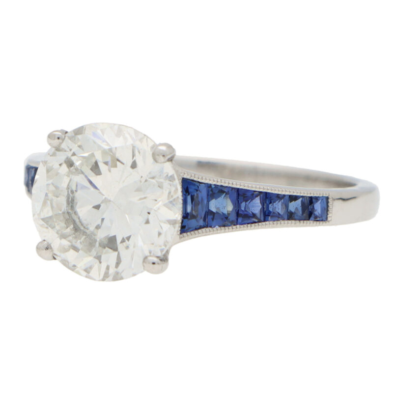 Certified Diamond and Sapphire Solitaire Ring