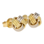 Woven Knot Stud Earrings in White and Yellow Gold