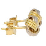 Woven Knot Stud Earrings in White and Yellow Gold