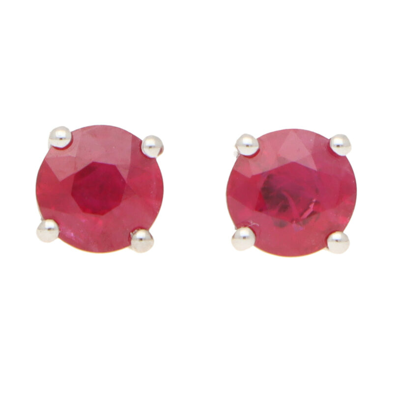 Round Cut 1.15ct Ruby Stud Earrings