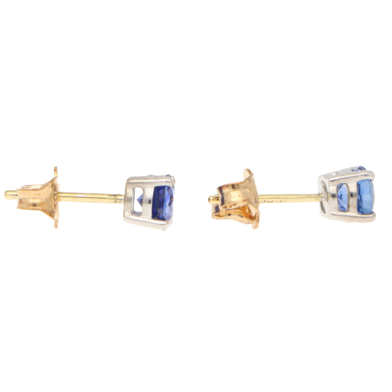 Round Cut 1.25ct Blue Sapphire Stud Earrings