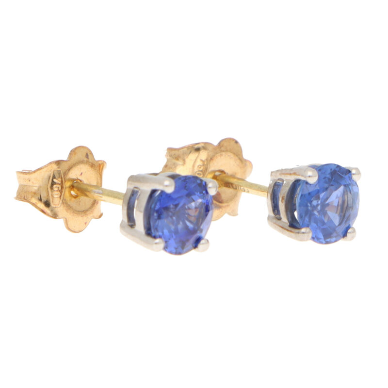 Round Cut 1.25ct Blue Sapphire Stud Earrings