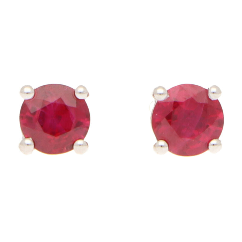 Round Cut 0.59ct Ruby Stud Earrings