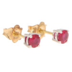 Round Cut 0.59ct Ruby Stud Earrings