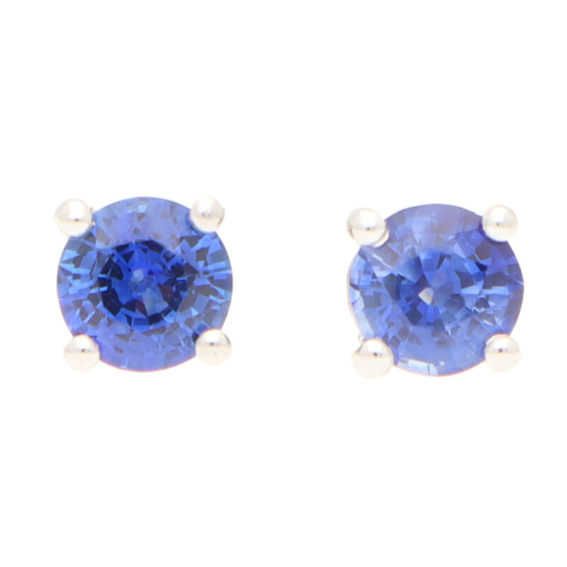 Round Cut 0.66ct Blue Sapphire Stud Earrings