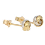 Woven Knot Stud Earrings in White and Yellow Gold