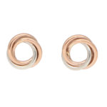 Woven Knot Stud Earrings in Rose and White Gold