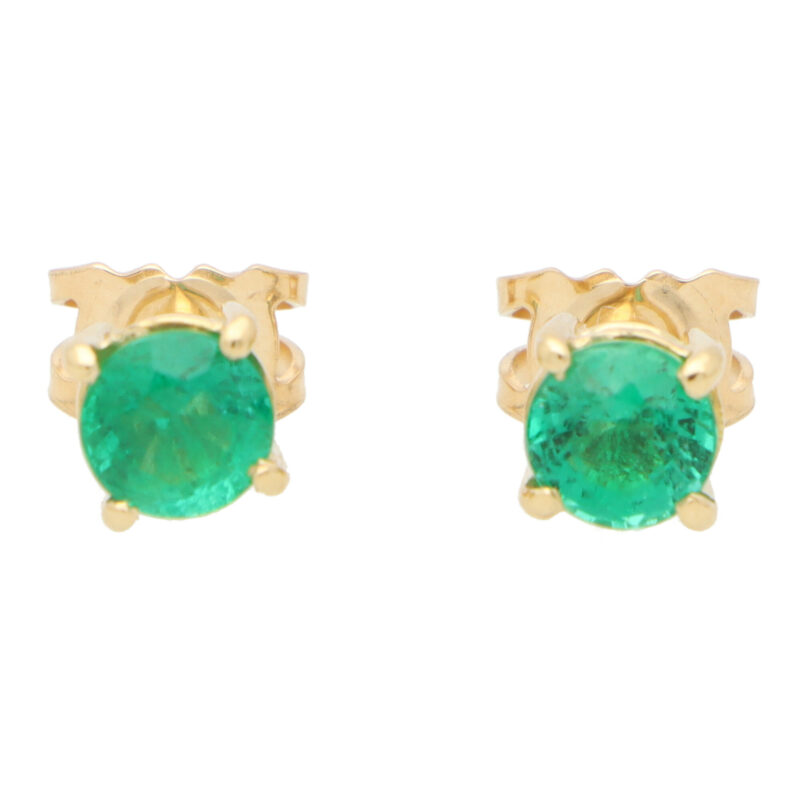 Round Cut 1.15ct Green Emerald Stud Earrings