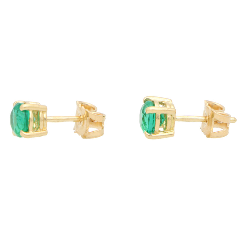 Round Cut 1.15ct Green Emerald Stud Earrings