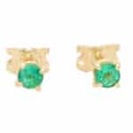 Round Cut 0.57ct Green Emerald Stud Earrings