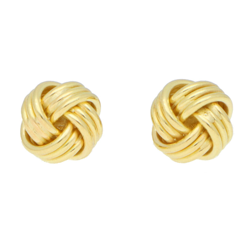 Woven Knot Stud Earrings in Yellow Gold