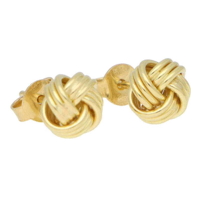 Woven Knot Stud Earrings in Yellow Gold