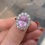 Pink Sapphire and Diamond cluster ring