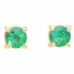 Round Cut 0.57ct Green Emerald Stud Earrings