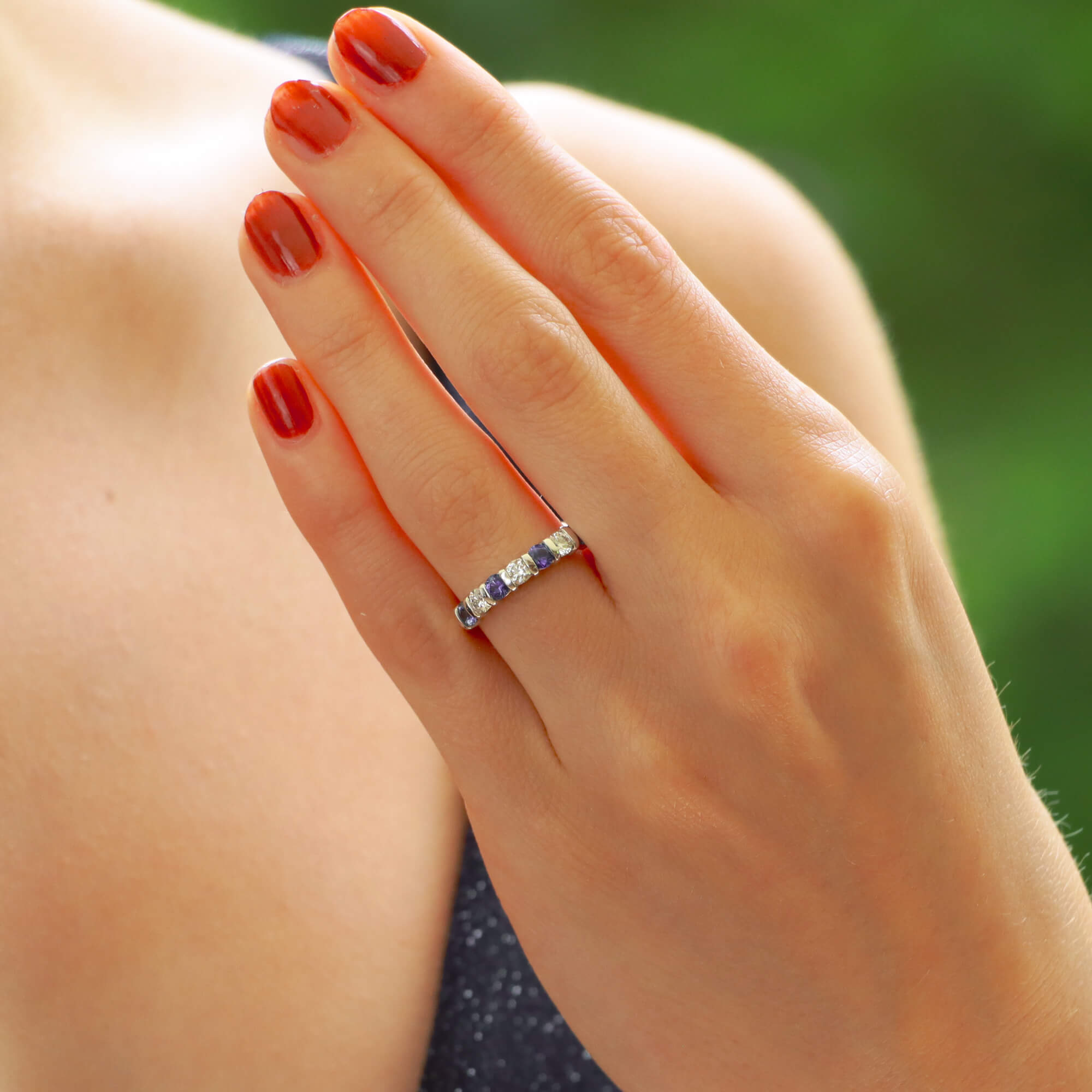 Sapphire and Diamond Half Eternity Ring at Susannah Lovis Jewellers