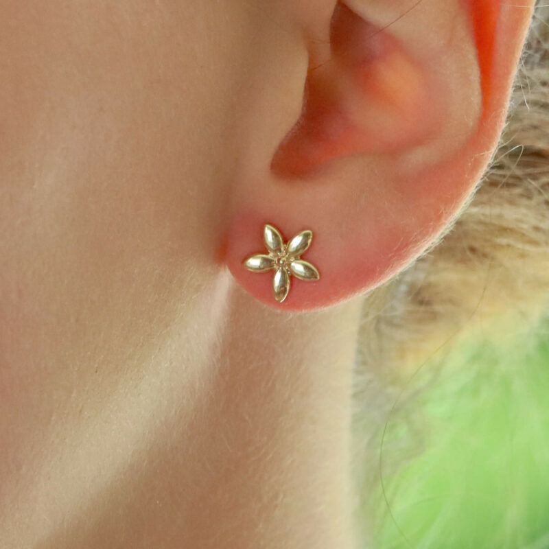 Gold Flower Stud Earrings