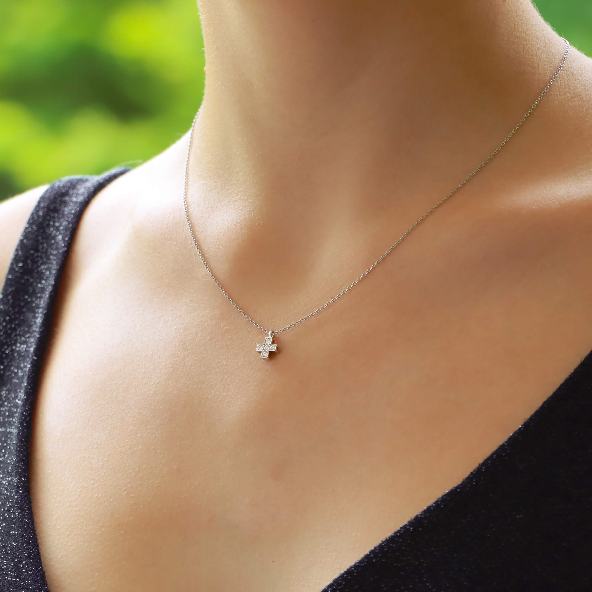 Tiffanys diamond cross discount necklace