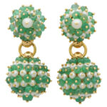 Vintage Emerald and Pearl Drop Earrings