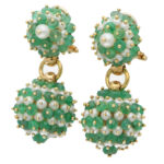 Vintage Emerald and Pearl Drop Earrings