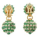 Vintage Emerald and Pearl Drop Earrings