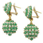 Vintage Emerald and Pearl Drop Earrings