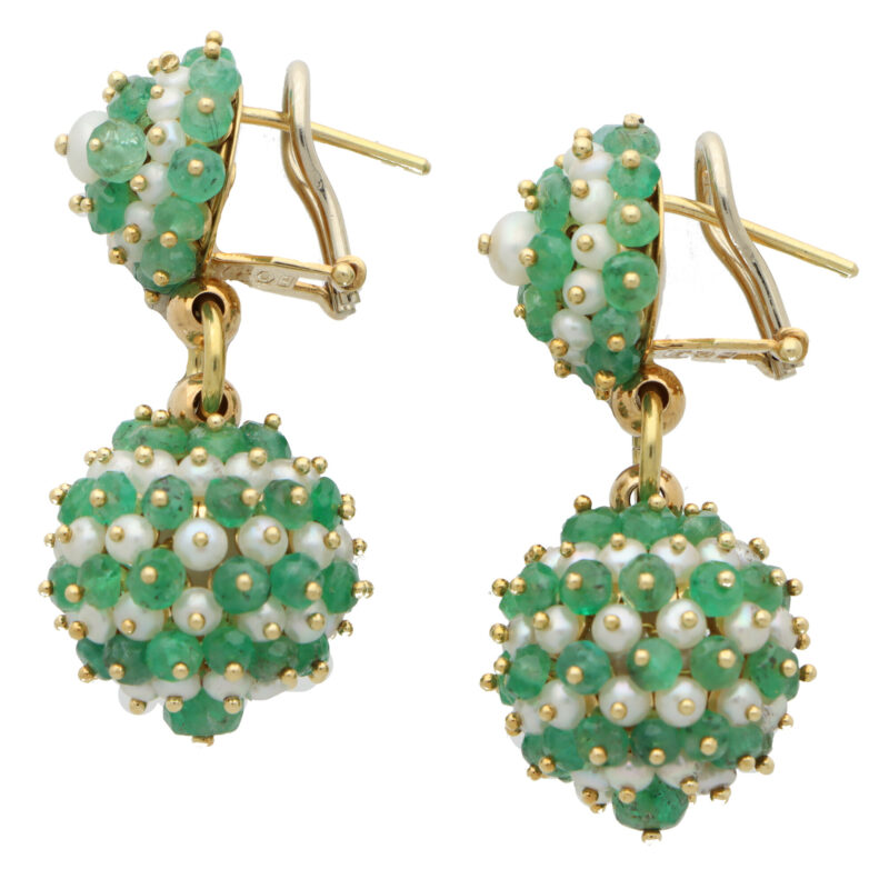 Vintage Emerald and Pearl Drop Earrings