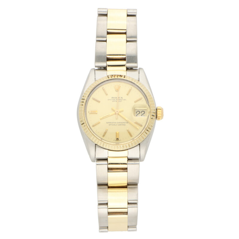 Midsize steel and gold Rolex wrist watch