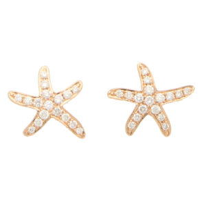 Small Diamond Starfish Stud Earrings in Rose Gold