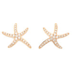 Large Diamond Starfish Stud Earrings in Rose Gold