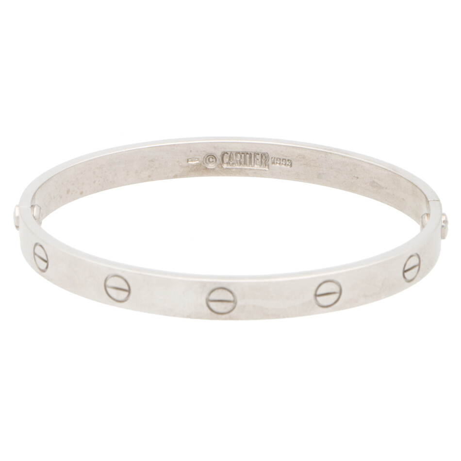 Vintage Cartier Love Bangle in White Gold Size 18