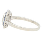 Art Deco Style Emerald Cut Diamond and Sapphire Target Ring