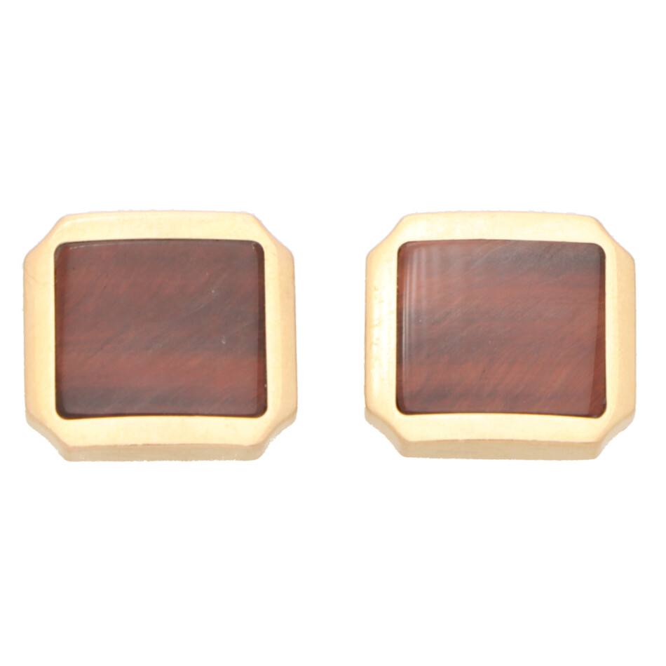 Vintage Cartier Santos Tiger's Eye Swivel Back Cufflinks
