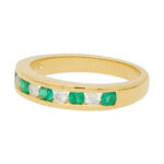 Emerald and Diamond Half Eternity Band Ring