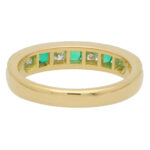 Emerald and Diamond Half Eternity Band Ring