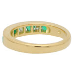 Emerald and Diamond Half Eternity Band Ring