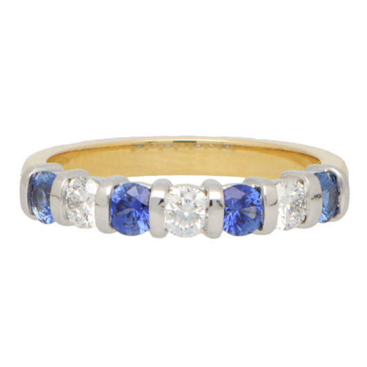 Contemporary Sapphire and Diamond Half Eternity Ring