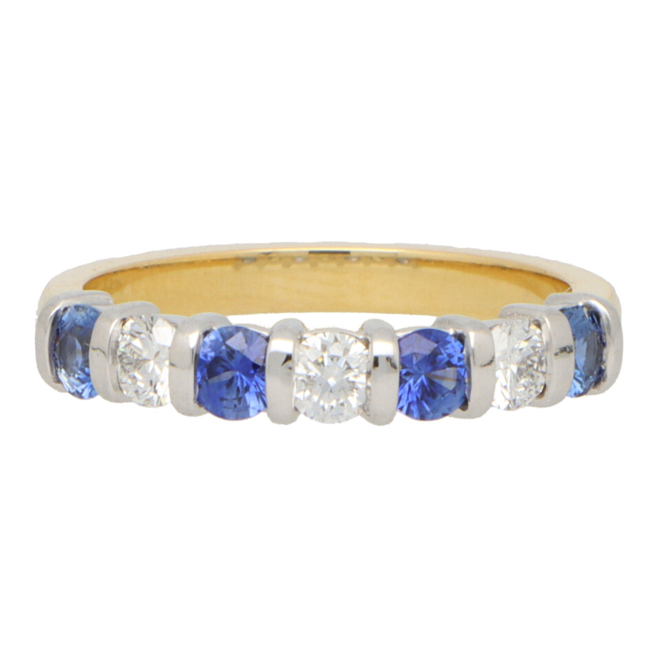 Contemporary Sapphire and Diamond Half Eternity Ring
