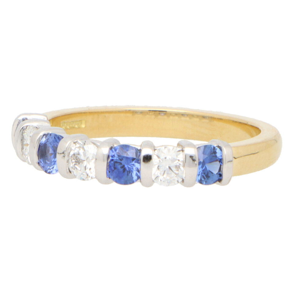 Contemporary Sapphire and Diamond Half Eternity Ring