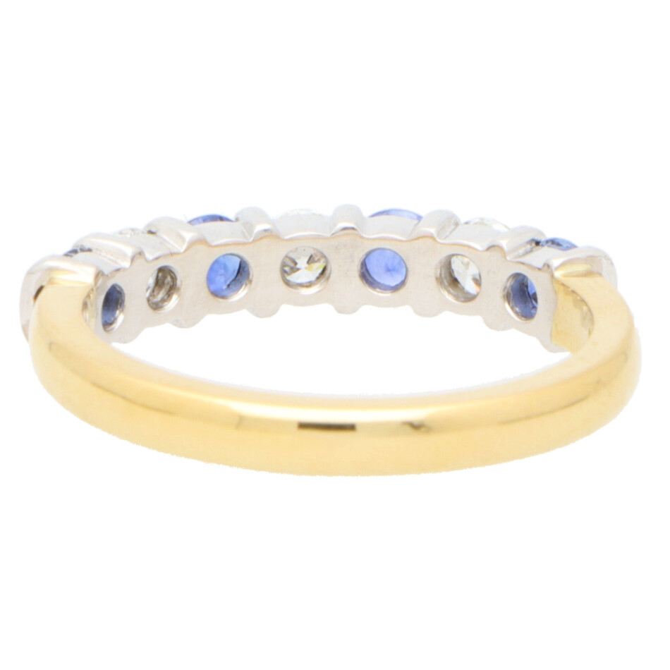 Contemporary Sapphire and Diamond Half Eternity Ring