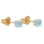 Round Cut 0.46ct Blue Aquamarine Stud Earrings