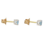 Round Cut 0.46ct Blue Aquamarine Stud Earrings