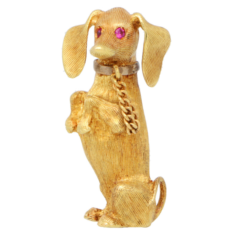 Vintage Ruby Eyed Dachshund Dog Brooch