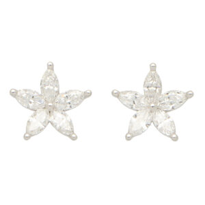 Marquise Cut Diamond Floral Stud Earrings