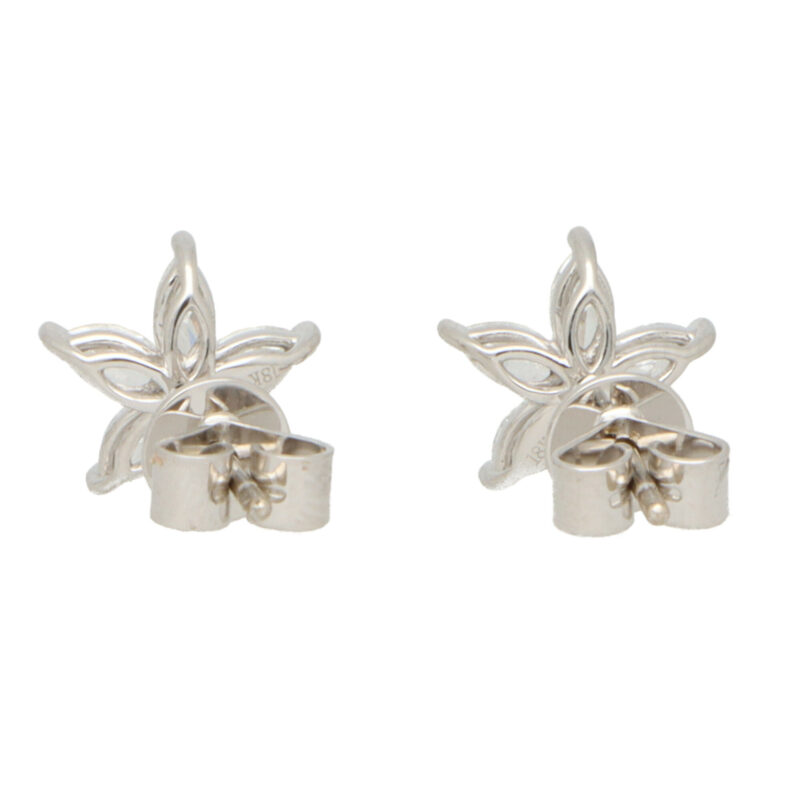 Marquise Cut Diamond Floral Stud Earrings