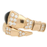 Vintage Bulgari Diamond and Onyx Serpenti Viper Ring