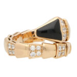 Vintage Bulgari Diamond and Onyx Serpenti Viper Ring