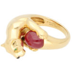 Vintage Panthère De Cartier Ruby and Emerald Panther Ring