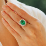 Emerald and Diamond Cluster Ring