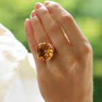 Vintage Bulgari Parentesi Citrine and Diamond Cocktail Ring