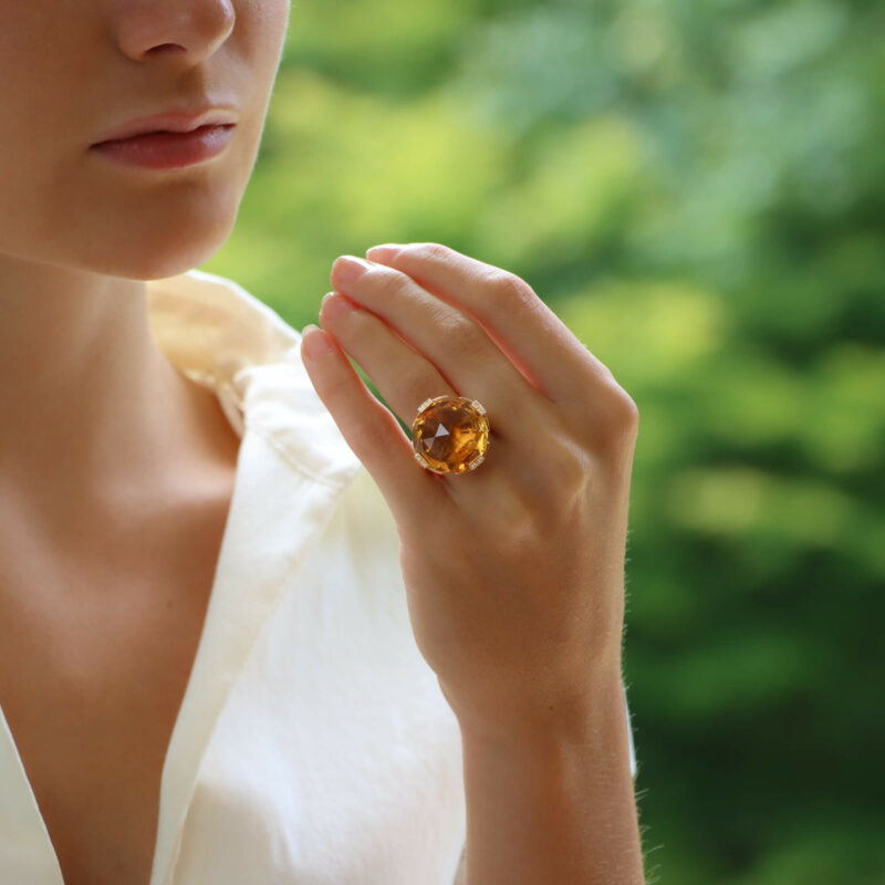 Vintage Bulgari Parentesi Citrine and Diamond Cocktail Ring